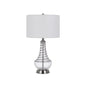 150W 3 Way Baraboo Glass Table Lamp With Wire Guard Design And Drum Fabric Shade