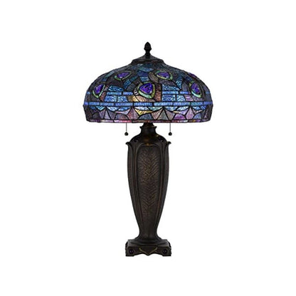 60W X 2 Metal/Resin Tiffany Table Lamp With Pull Chain Switches