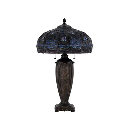 60W X 2 Metal/Resin Tiffany Table Lamp With Pull Chain Switches