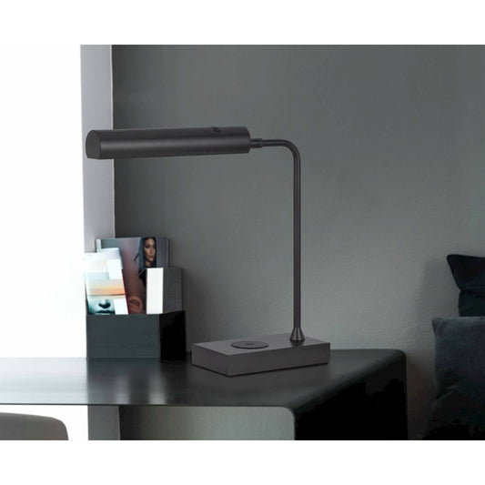 Delray 12W Intergrated Led Metal Desk Lamp With Wireless Charging Port