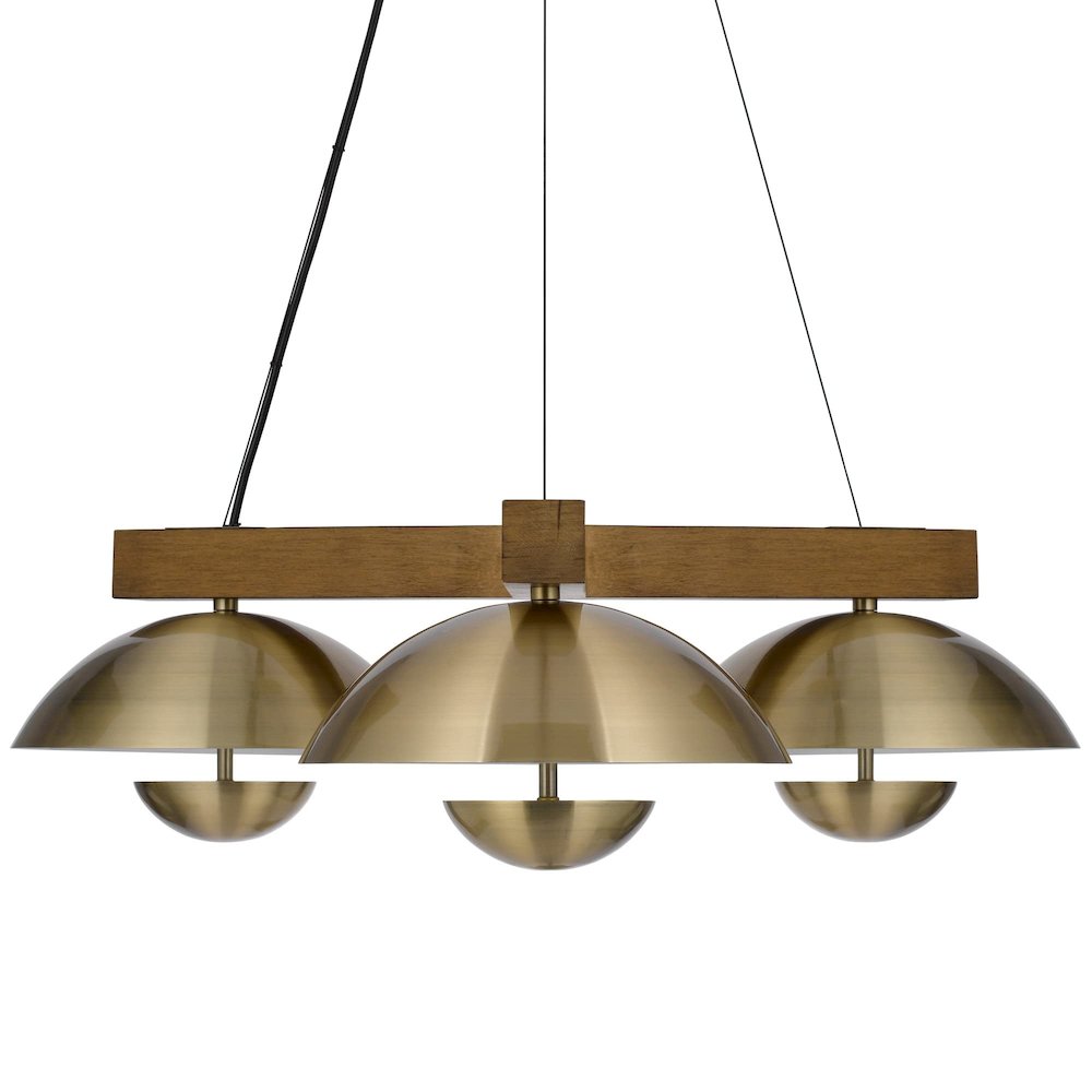 Lakeland 15W X 3 Intergrated Dimmable Led Metal / Birch Wood Pendant Light