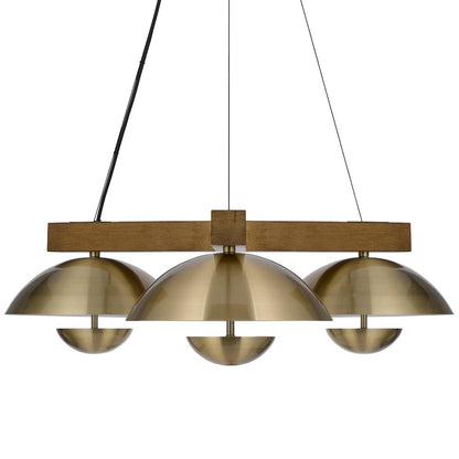 Lakeland 15W X 3 Intergrated Dimmable Led Metal / Birch Wood Pendant Light
