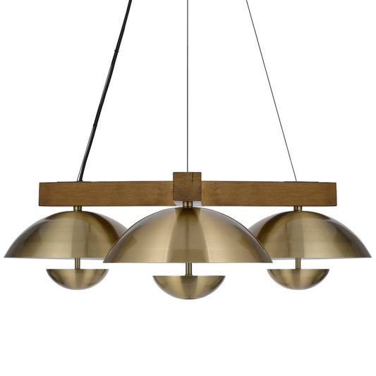 Lakeland 15W X 3 Intergrated Dimmable Led Metal / Birch Wood Pendant Light