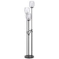 60W X 3 Oconto Metal Floor Lamp With Patterned Glass Shades.