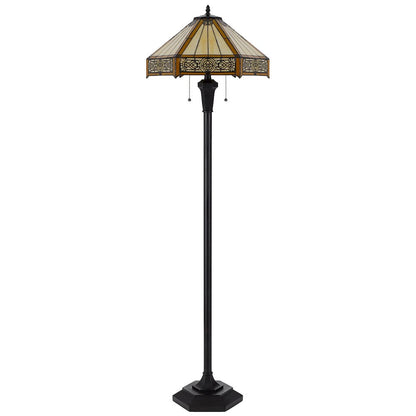 60W X 2 Metal/Resin Tiffany Table Lamp With Pull Chain Switches
