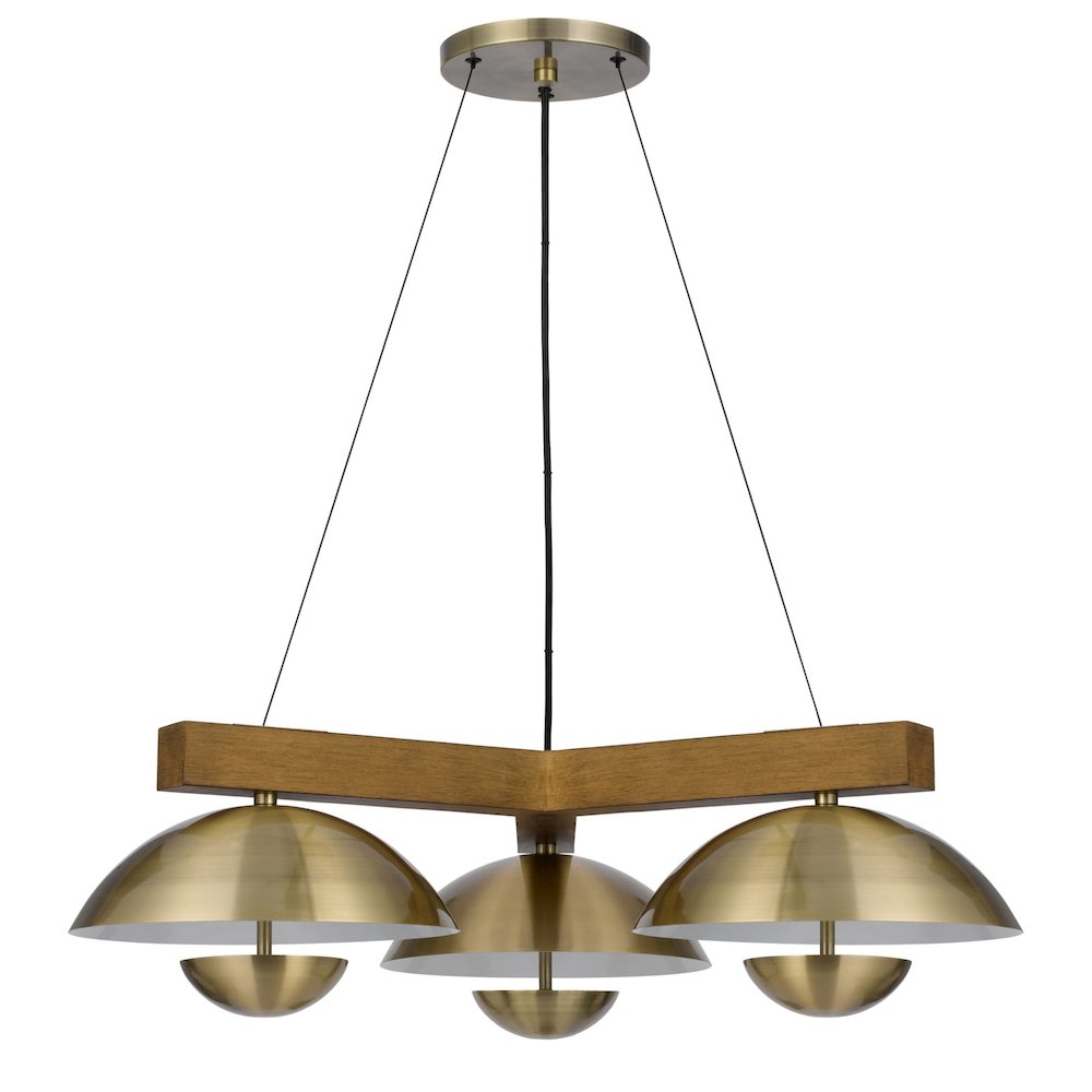 Lakeland 15W X 3 Intergrated Dimmable Led Metal / Birch Wood Pendant Light