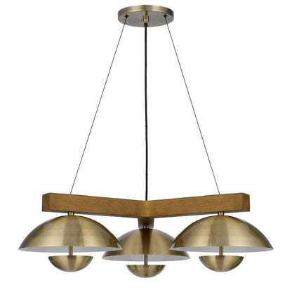 Lakeland 15W X 3 Intergrated Dimmable Led Metal / Birch Wood Pendant Light