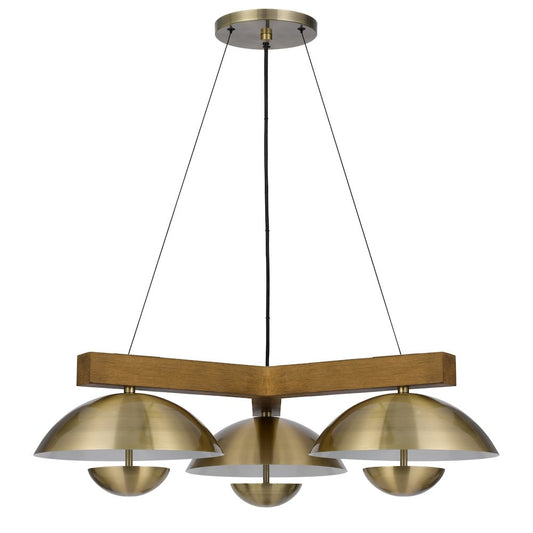 Lakeland 15W X 3 Intergrated Dimmable Led Metal / Birch Wood Pendant Light