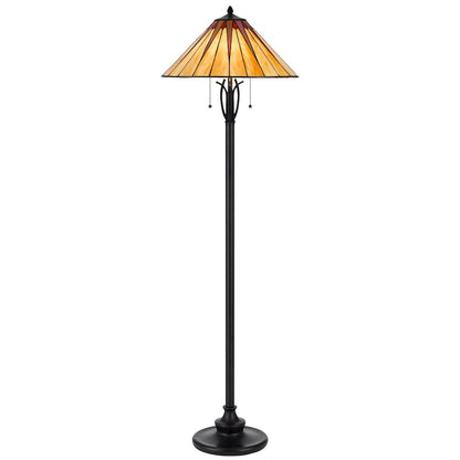 60W X 2 Metal/Resin Tiffany Table Lamp With Pull Chain Switches
