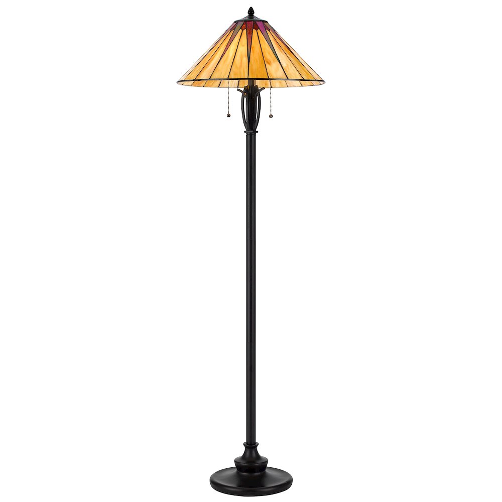 60W X 2 Metal/Resin Tiffany Table Lamp With Pull Chain Switches