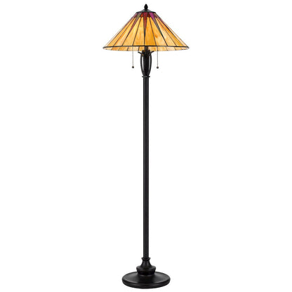 60W X 2 Metal/Resin Tiffany Table Lamp With Pull Chain Switches