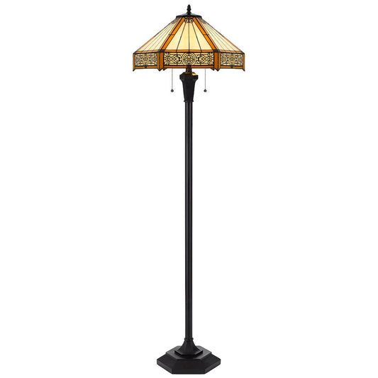 60W X 2 Metal/Resin Tiffany Table Lamp With Pull Chain Switches