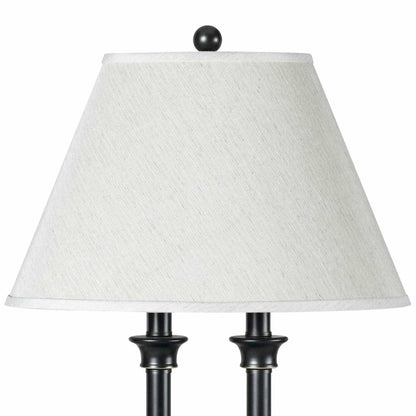 60W X 2 Metal Desk Lamp With 2 USB And 2 Power Outlets, On Off Rocker Base Switch in Dark Bronze/Wood