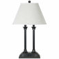 60W X 2 Metal Desk Lamp With 2 USB And 2 Power Outlets, On Off Rocker Base Switch in Dark Bronze/Wood