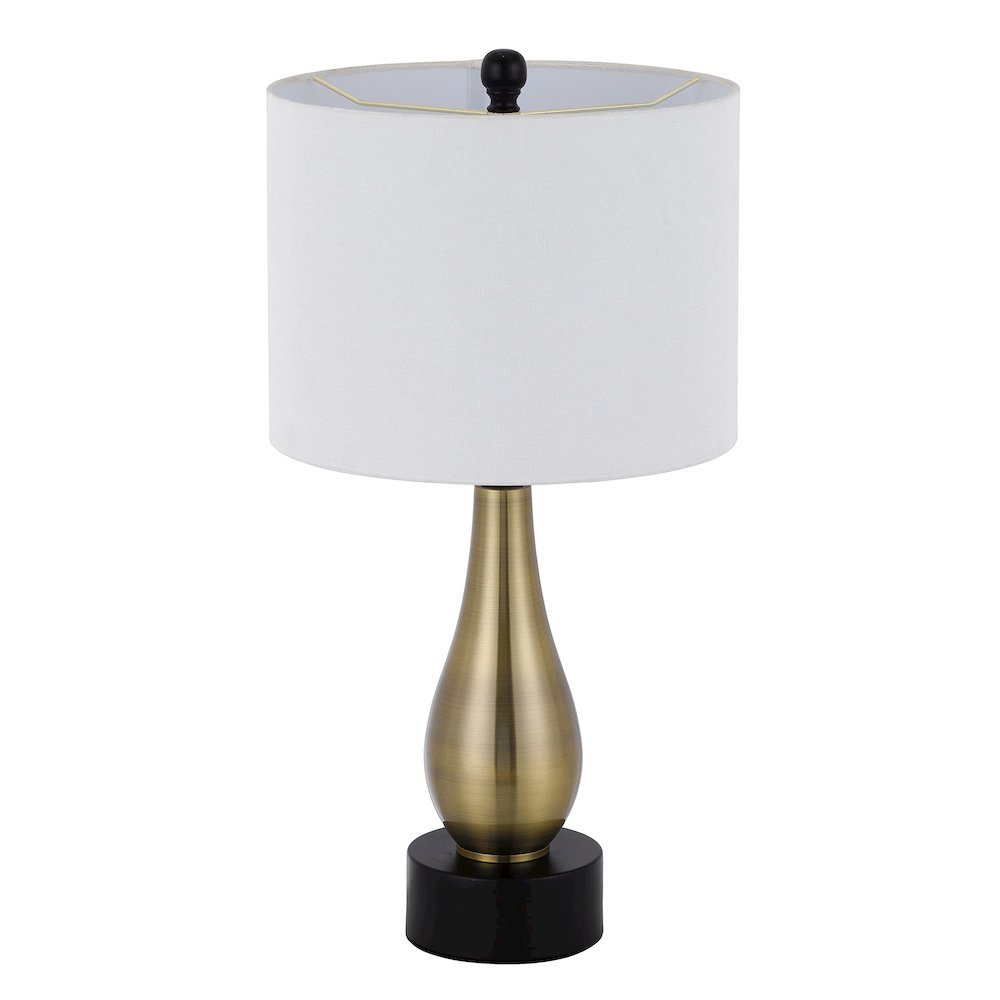 100W Ashland Metal Table Lamp With Hardback Drum Fabric Shade (Sold As Pairs)