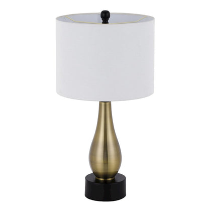 100W Ashland Metal Table Lamp With Hardback Drum Fabric Shade (Sold As Pairs)
