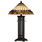 60W X 2 Metal/Resin Tiffany Table Lamp With Pull Chain Switches