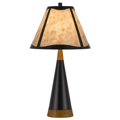 150W 3 Way Clemente Metal/Birch Wood Mica Table Lamp