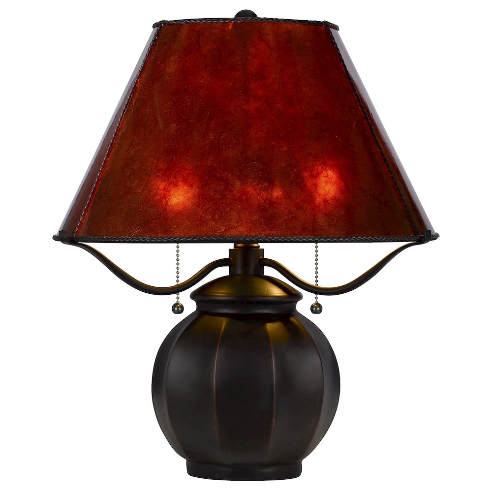 60W X 2 Indio Metal/Resin Mica Table Lamp With Pull Chain Switch