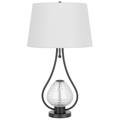 Forssa 100W 3 Way Table Lamp With 2W Led Night Light In Glass And Metal Base.
