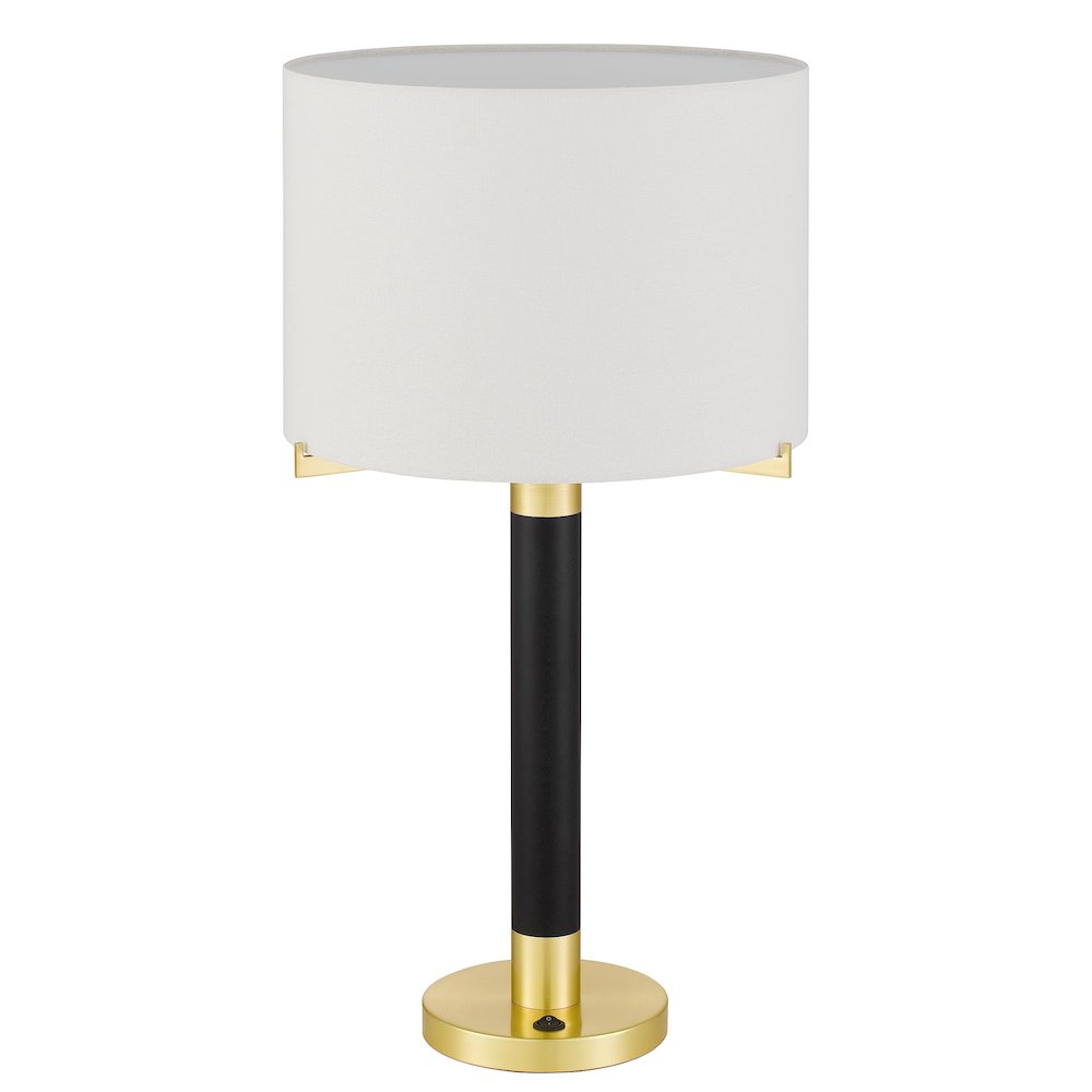 Goldston 100W Metal Table Lamp With Drum Hardback Fabric Shade