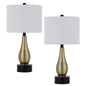100W Ashland Metal Table Lamp With Hardback Drum Fabric Shade (Sold As Pairs)