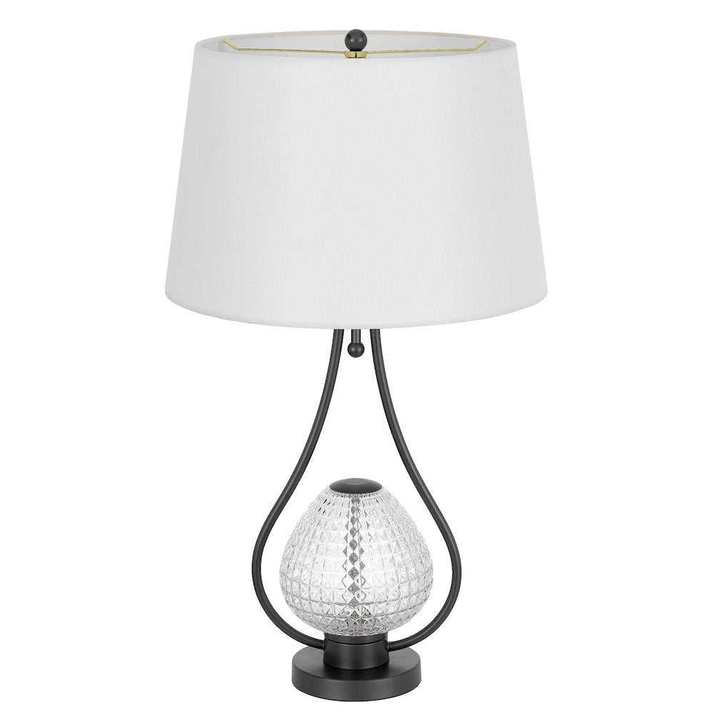 Forssa 100W 3 Way Table Lamp With 2W Led Night Light In Glass And Metal Base.
