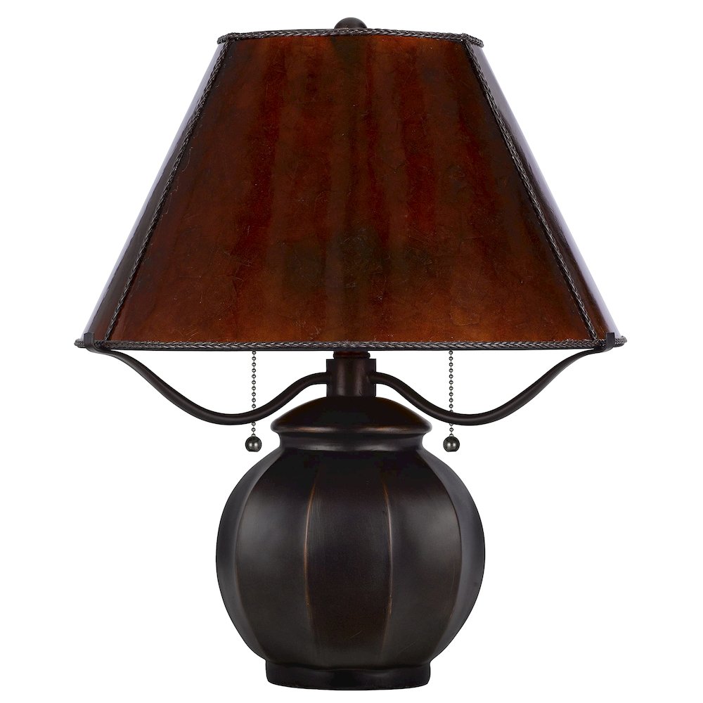 60W X 2 Indio Metal/Resin Mica Table Lamp With Pull Chain Switch