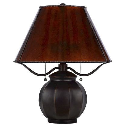 60W X 2 Indio Metal/Resin Mica Table Lamp With Pull Chain Switch