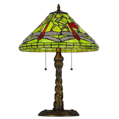 60W X 2 Metal/Resin Tiffany Table Lamp With Pull Chain Switches