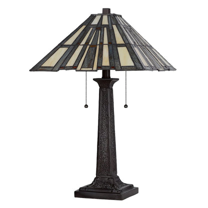 60W X 2 Metal/Resin Tiffany Table Lamp With Pull Chain Switches