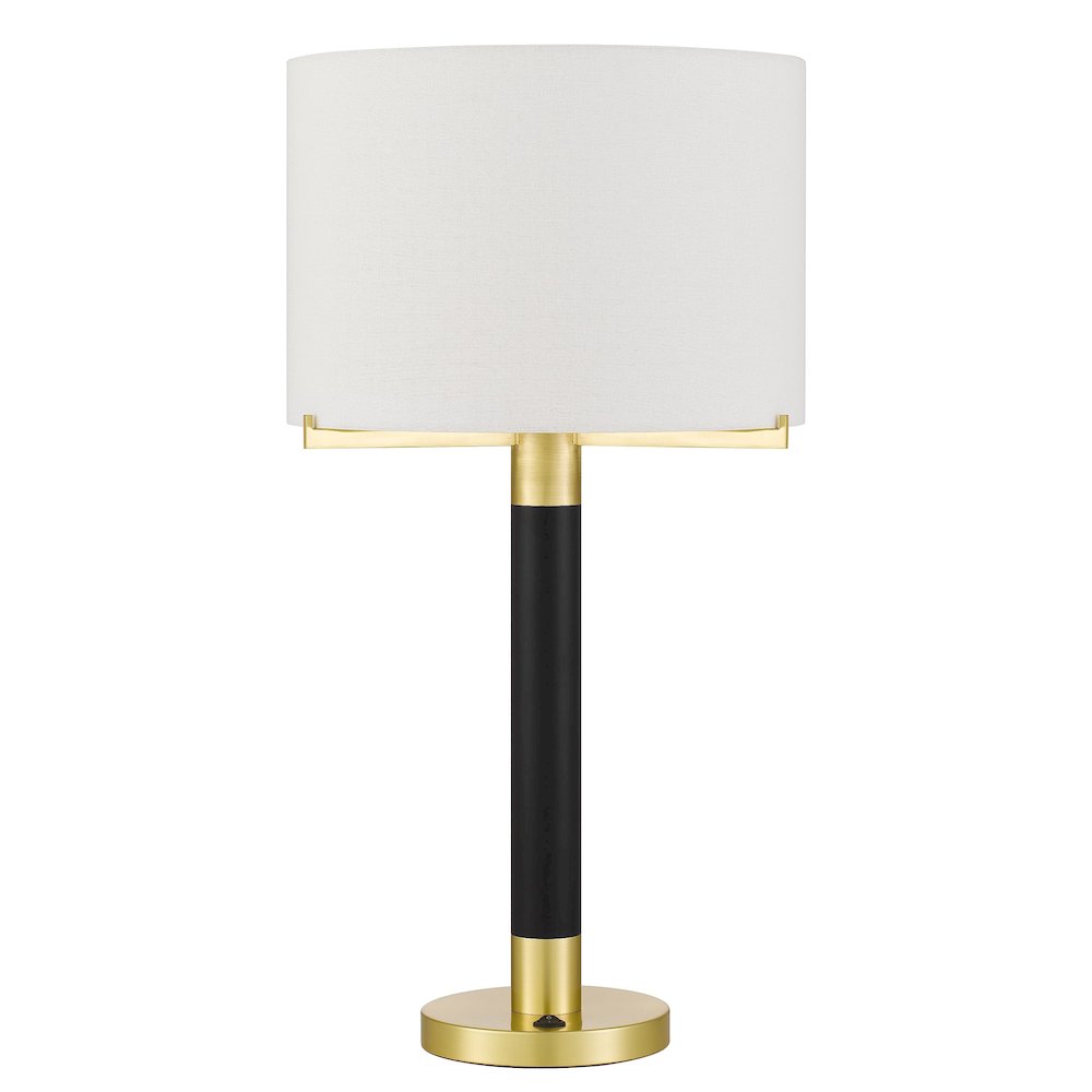 Goldston 100W Metal Table Lamp With Drum Hardback Fabric Shade
