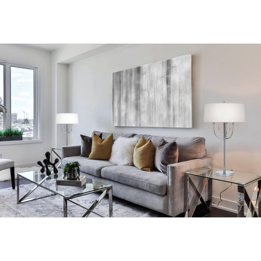 60W X 2 Lesinametal  Floor Lamp With Linen Shade