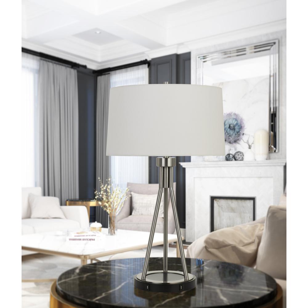 150W 3 Way Halle Metal Table Lamp With Two USB Charging Ports