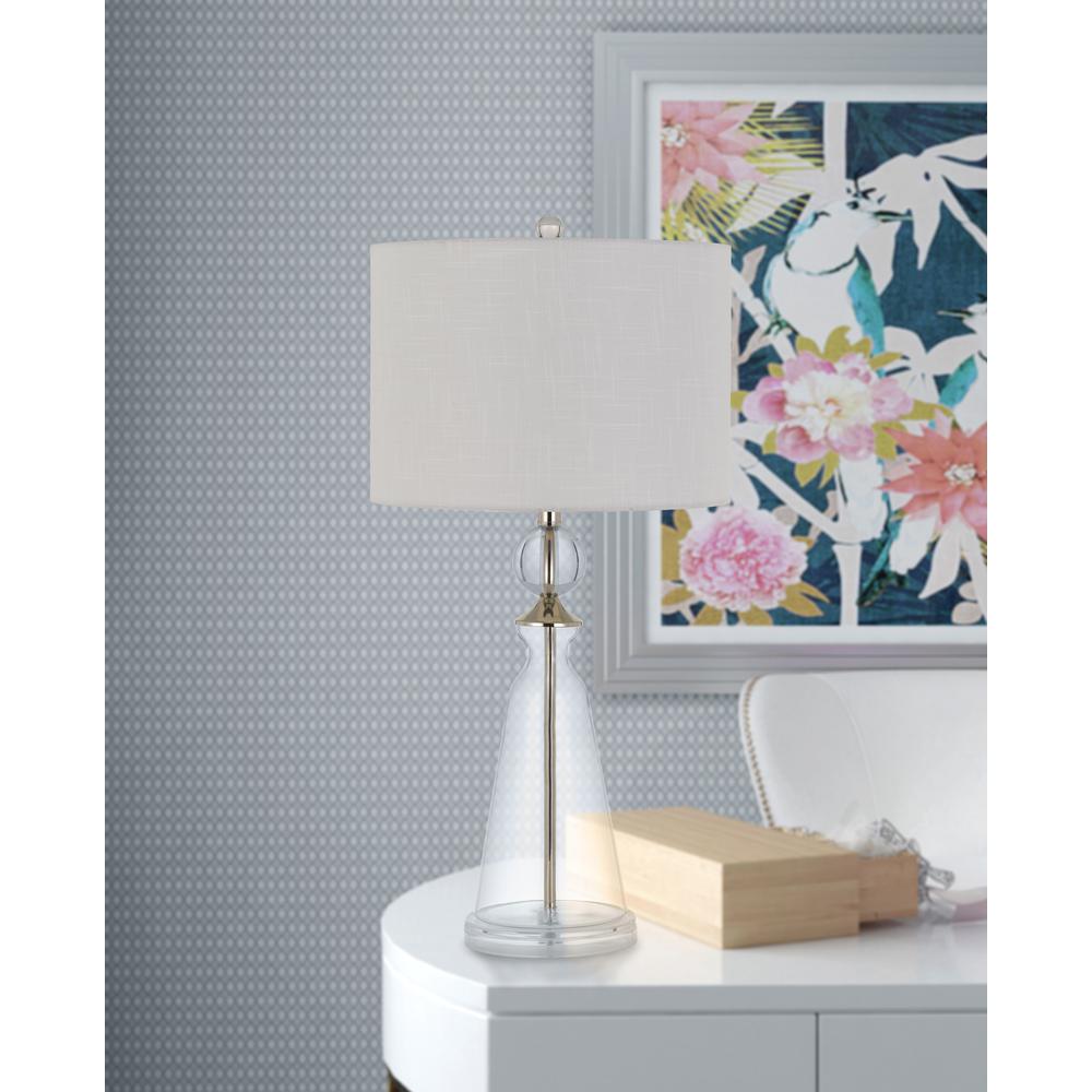 Kingsley Glass Table Lamp With Fabric Drum Shade