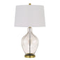 150W 3 way Bancroft glass table lamp with hardback taper drum fabric shade