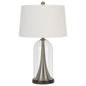 150W 3 Way Camargo Glass/Metal Table Lamp With Hardback Taper Drum Fabric Shade