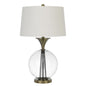 150W 3 Way Moxee Glass/Metal Table Lamp With Hardback Taper Drum Fabric Shade