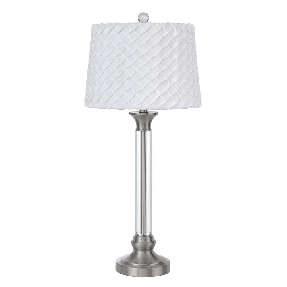 150W 3 Way Ruston Crystal/Metal Table Lamp With Pleated Hardback Shade