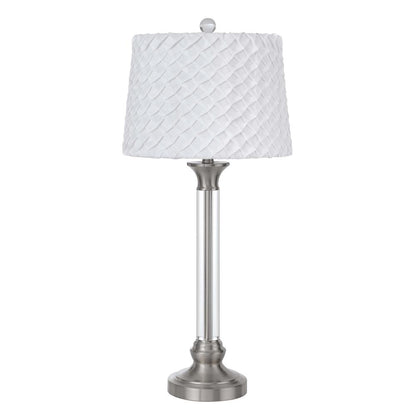 150W 3 Way Ruston Crystal/Metal Table Lamp With Pleated Hardback Shade