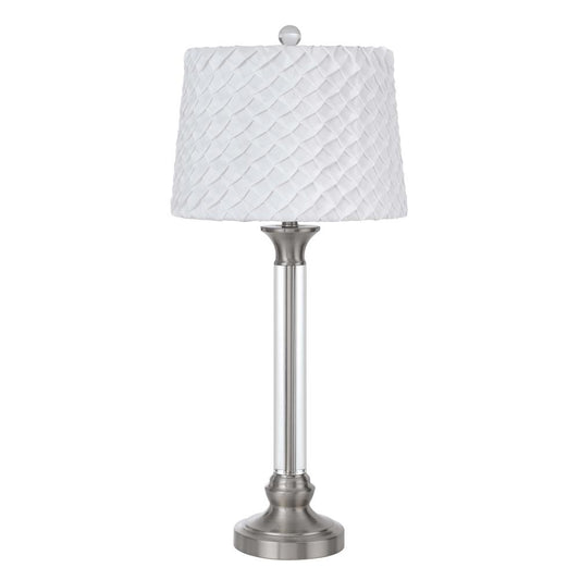 150W 3 Way Ruston Crystal/Metal Table Lamp With Pleated Hardback Shade