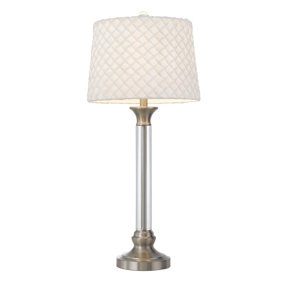 150W 3 Way Ruston Crystal/Metal Table Lamp With Pleated Hardback Shade