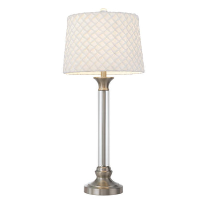 150W 3 Way Ruston Crystal/Metal Table Lamp With Pleated Hardback Shade