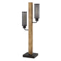 60W X 2 Lenox Lantern Style Rubber Wood / Metal Table Lamp