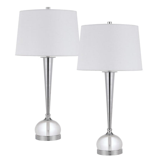 150W 3 way Wellesley crystal table lamp with hardback fabric shade. Priced and sold as pairs
