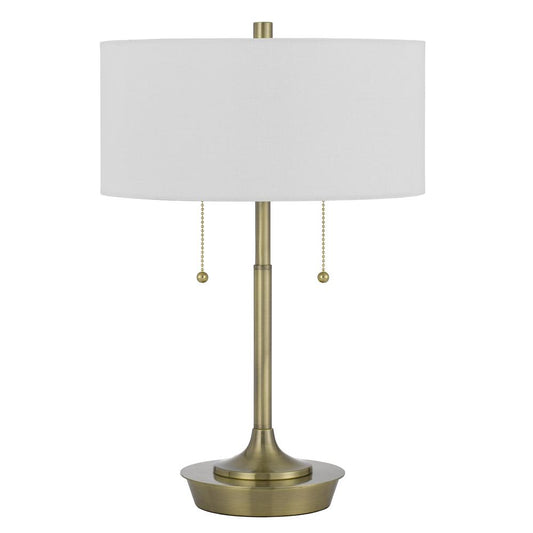 Kendal Metal Table Lamp With Pull Chain Switch, Drum Fabric Shade