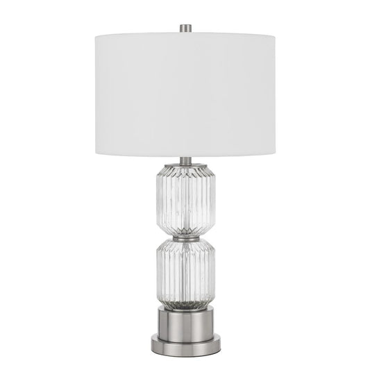 Bresso Fluted Glass Table Lamp With Hardback Drum Shade