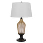 150W 3 Way Fluted Column Glass Table Lamp With Metal Base