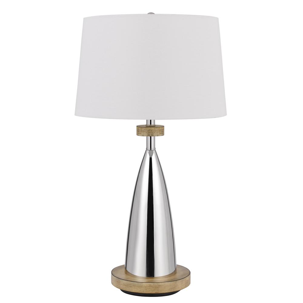 150W 3 Way Lockport Metal Table Lamp With Faux Wood Finish