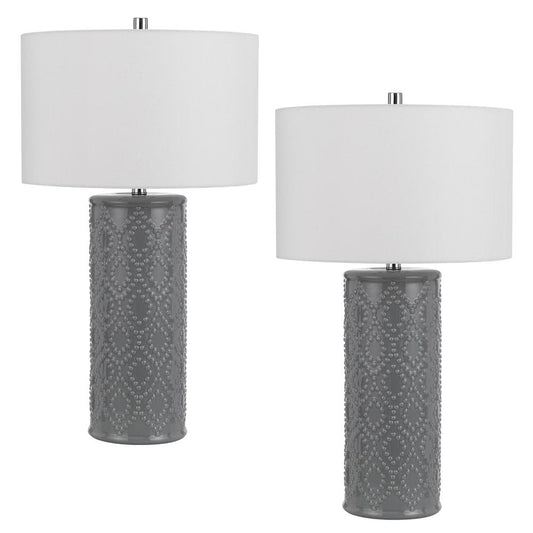 150W 3 Way Castine Ceramic Table Lamp. Priced And Sold As Pairs